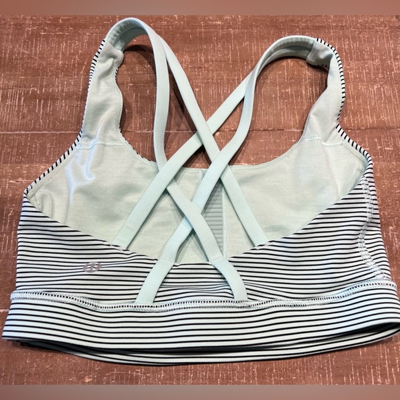 🩵 Lululemon Energy Bra - Mini Hyper Stripe Fresh Teal - Picture 6 of 7